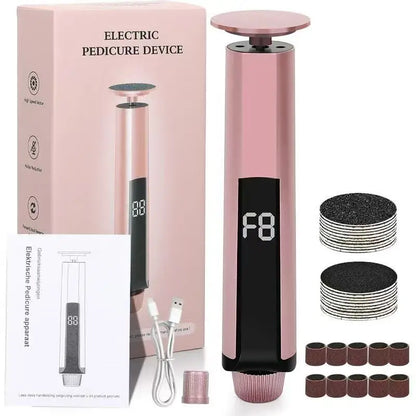 2 In1 Foot Care File Electric Foot Callus Remover Leg Heels Remove Dead Skin Pedicure Tool Set and Replacement Sandpaper New