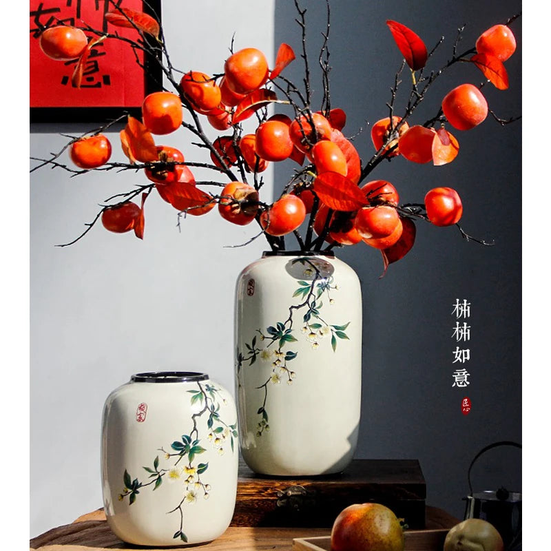 Chinese ceramic vase ornament, living room entrance floral art, home hydroponics creative simple round housewarming gift flower