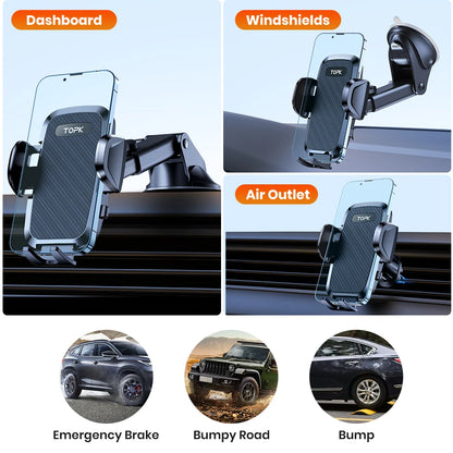 TOPK Universal Car Phone Holder for Air Vent Suction Cup Dashboard Hands Free Cell Phone Mount for Car truck for All...
