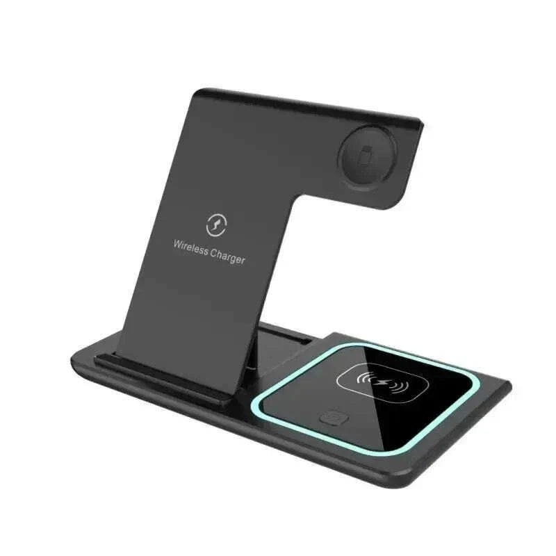 Desktop 3 In 1 Wireless Charger Stand Pad Foldable Phone Fast Charging Station Holder For iPhone 16 15 14 Pro Max iWatch Airpods