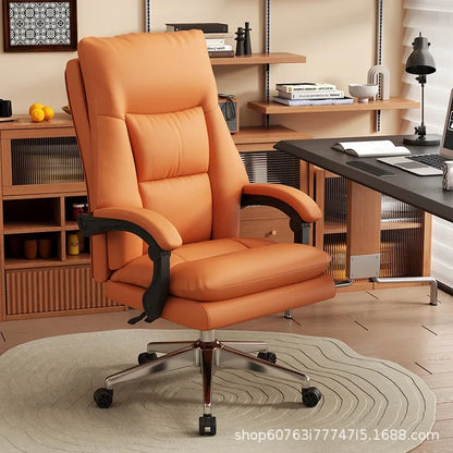 Leather Boss Chair Office Chair Recumbent Back Study Chair Ergonomic Home Computer Chair