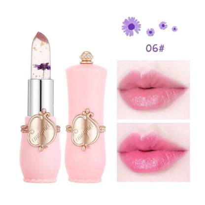 Jelly Dried Flower Color Changing Lip Balm Transparent Moisturizing Make Up Lipstick Repair Dry Cracks for Lips Care Lipgloss