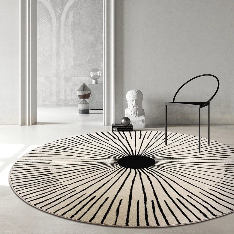 Home Thicken Non-slip Mat Modern Minimalist Carpets for Living Room Fluffy Soft Bedroom Decor Stripe Carpet Large Area Round Rug - Kimlud