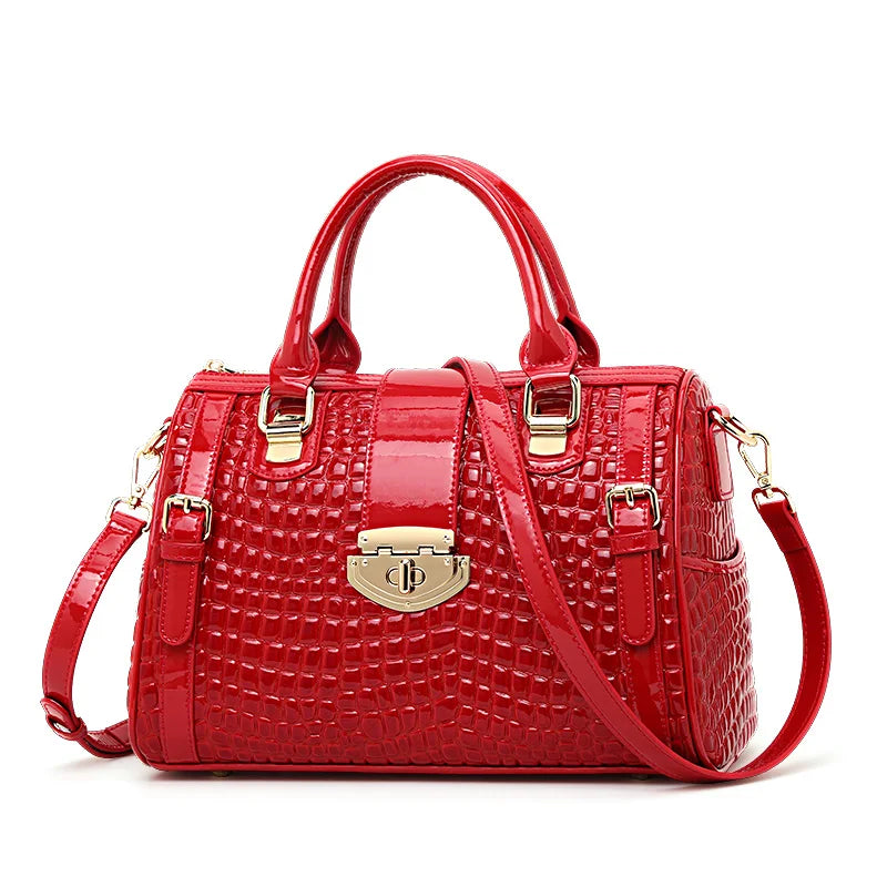 Leather handbag for women - new style, elegant Boston-style women's bag, lady's large capacity shoulder bag for moms