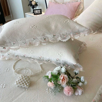 2025 Summer Cool Bed Skirt Sheet Princess Bed Skirt Mattress Ruffled Lace Bedsheet Not Stuffy With Pillowcases Twin Queen Size