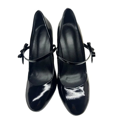 Butterfly Knot Strap Leather High Heels Sexy Pointed Toe Square Heel Accept Customized New Arrvials Fashion Women Modern Shoes