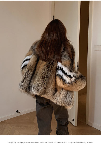2023 New Real Natural Silver Fox Fur Coat Women Highend Quality Genuine Women Winter Luxury Female Jacket OuterwearLong Sleeve