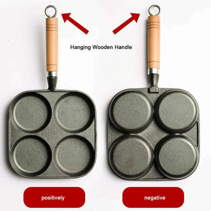 4-Hole Omelet Pot Household Thickened Non-stick Egg Pancake Steak Cooking Pans Bread Breakfast Maker for Gas Stove Induction Coo