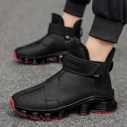 Men's Warm Winter Boots Waterproof Non-Slip Plush Lined Sneaker Shoes Winter Slippers Comfortable Male Tenis Boots