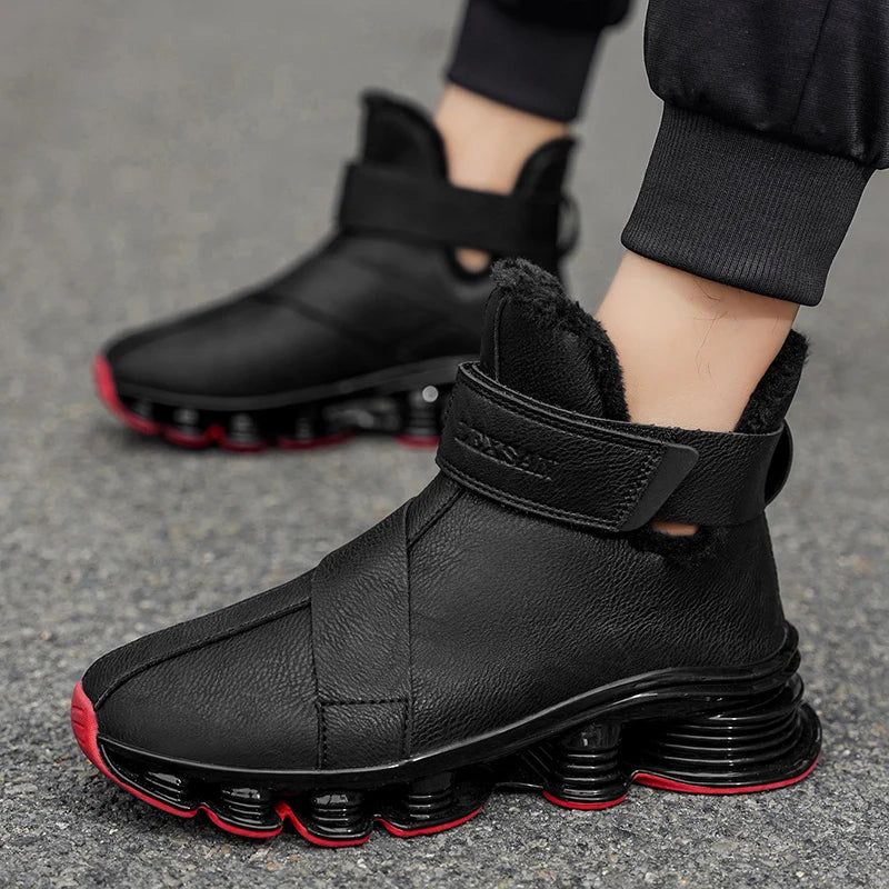 Men's Warm Winter Boots Waterproof Non-Slip Plush Lined Sneaker Shoes Winter Slippers Comfortable Male Tenis Boots