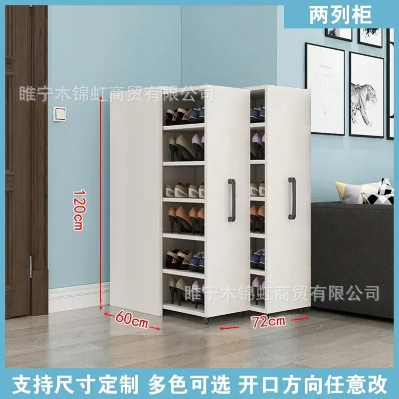 Sliding dustproof shoe cabinet, large capacity wheeled side pull shoe rack storage drawer type seam storage cabinet at...