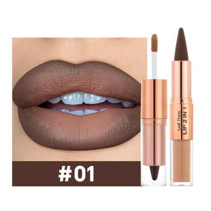 Sexy Red Black Lipstick Waterproof Lipliner Makeup Black Purple Rose Double Head Matte Lipgloss Tapered Lip Liner...