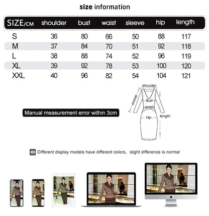 Women Elegant Brown Midi Dress Fake 2-Piece Wide Lapel High Waist Slim Pencil Robe Office Lady Business Formal Occasion...