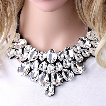 Fashion Bohemia Crystal Choker Necklace Jewelry for Women Handmade Chunky Pendant Collar Accessory Wedding Party Prom...