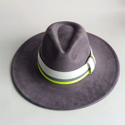 Grayish Brown Suede Hat Wide Brim 2026 NEW Fedora Hat Men Women Autumn Winter Felt Hats Classic Church Fedoras Chapeau...