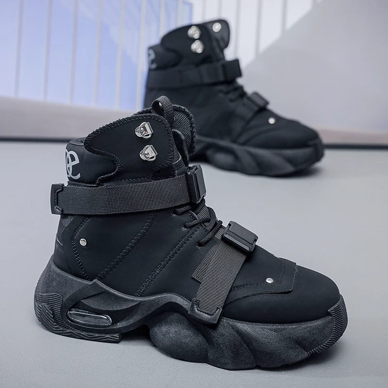 Fashion Platform Sneaker for Men Cool High Top Men Boot Designer Shoes Men Motorcycle Boot Outdoor Wear-resistant Workwear Boots