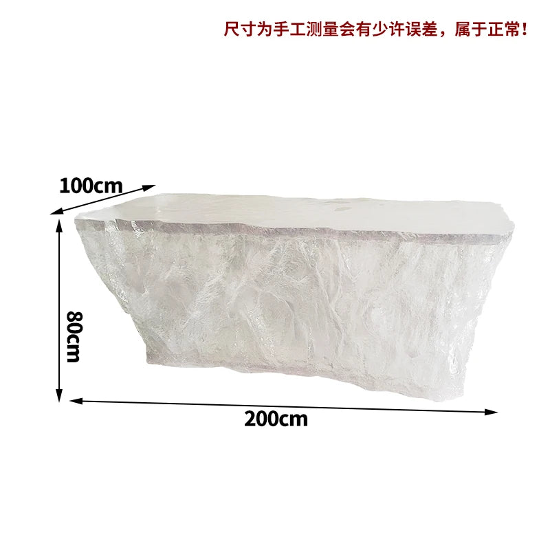 Modern light luxury home villa bar luminous island table custom transparent resin crystal bar glacier art tea table