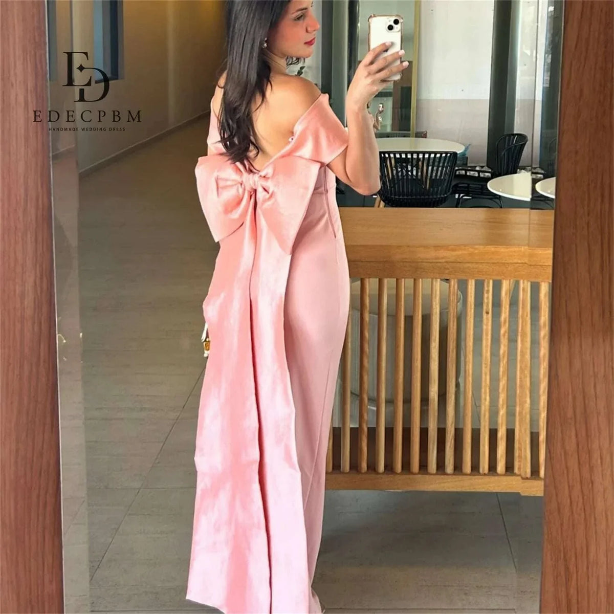 EDECPBM Mermaid Women Evening Dresses for Special Occasions Off-shoulder Long Prom Dresses 2025 Satin Customized Party Dress