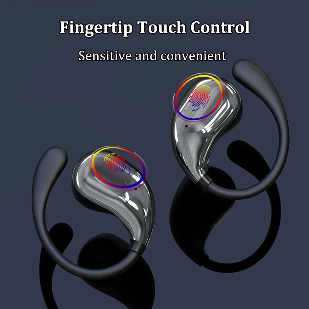 Bluetooth 5.4 Ear Hook Headphones TWS Wireless Earphones HiFi Stereo Waterproof Headsets LED Display Long Standby Touch Earbuds - Kimlud