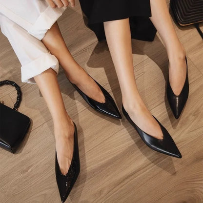 Designer Pointed Toe Women Pumps Shoes Fashion Shallow Slip On 2025 Spring Autumn Dancing Party Low Heel Shoes