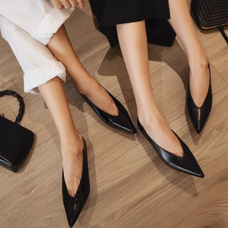 Designer Pointed Toe Women Pumps Shoes Fashion Shallow Slip On 2025 Spring Autumn Dancing Party Low Heel Shoes