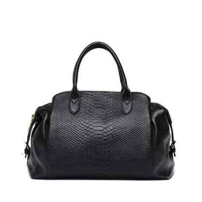 Aidrani Light Luxury Genuine Leather Women's Bag with Crocodile Pattern Large Capacity Women's Handbag Black Commuter Multi func