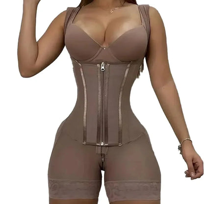 Women's High Compression Full Body Shaper Bodysuit, Double Tummy Control Open Crotch Girdle Shapewear - Kimlud