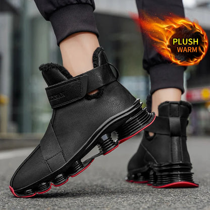 Men's Waterproof Snow Boots with Plush Lining, Anti-Slip and Wear-Resistant Sneaker Sole, Warm Winter Casual Boots