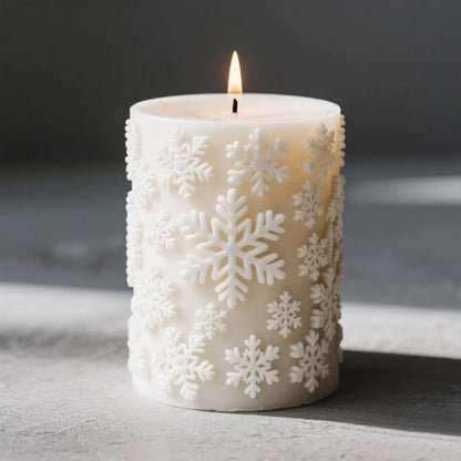 3D Relief Cylinder Christmas Snowflake Elk Silicone Candle Mold Christmas Tree Santa Aroma Plaster Mold Candle Making Supplies