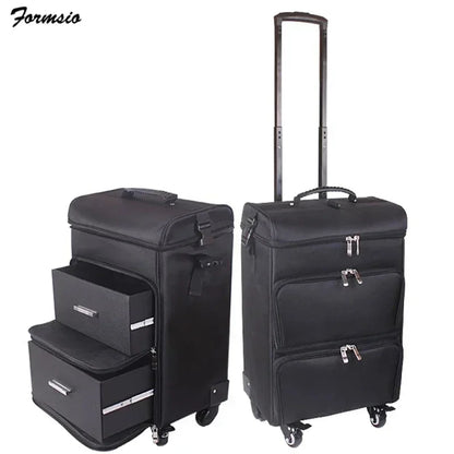 Women Nail Cosmetic Bag Beauty Suitcase Trolley Large Makeup Box Professional