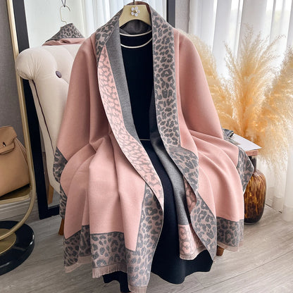New Luxury Cashmere Plaid Leopard Scarf Winter Women Pashmina Shawls Warm Blanket Wraps Female Thick Scarves Bufanda...