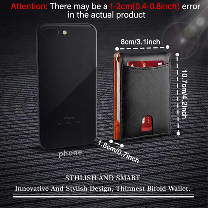 Synthetic Leather Slim Smart Wallet for Men Credit Card Holder Money Clip RFID Blocking Men Thin Bifold Wallet Walet Money Bag