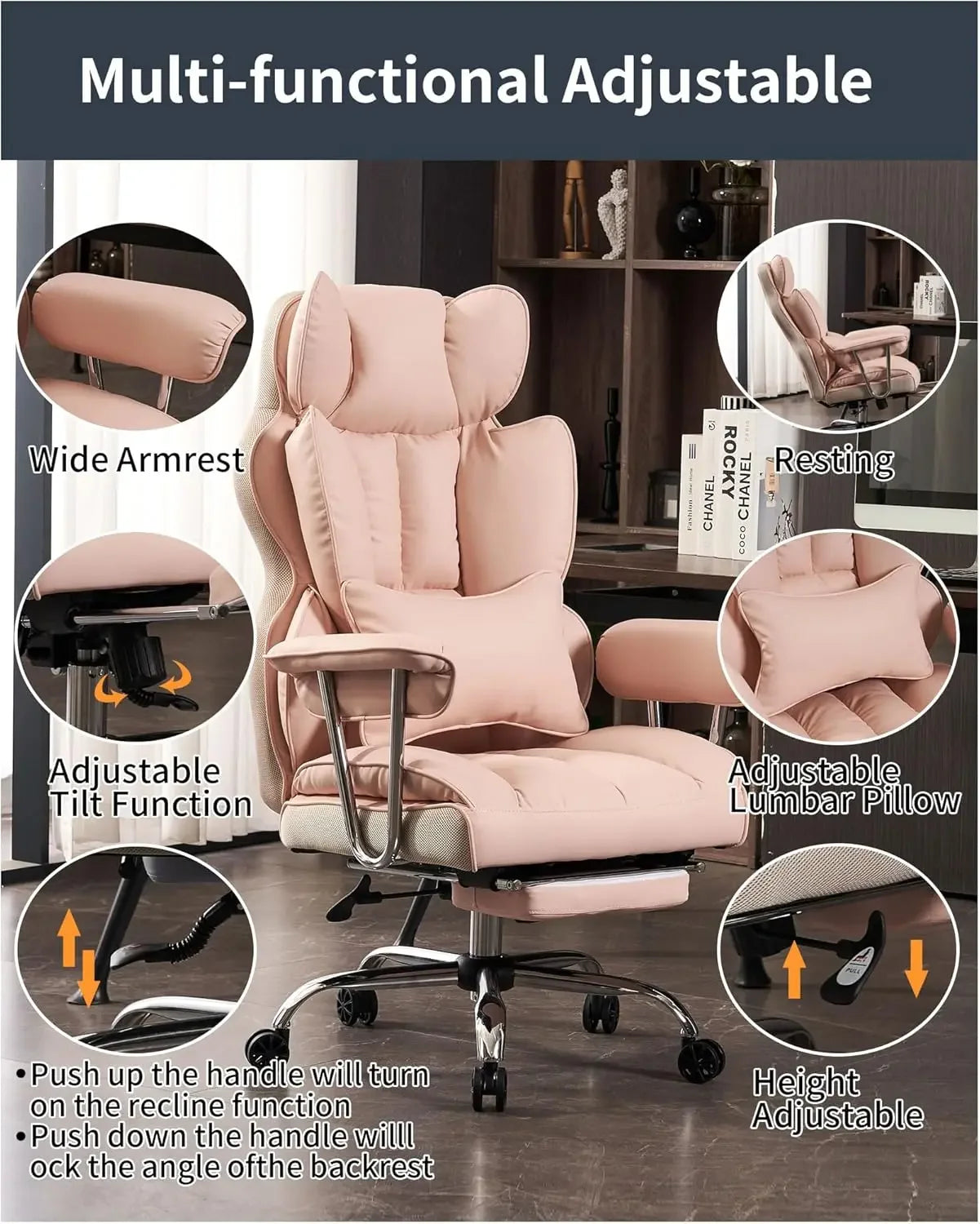Big and Tall Office Chair 400LBS, Heavy Duty Executive Office Chair with Foot Rest, Home Office Desk Chairs