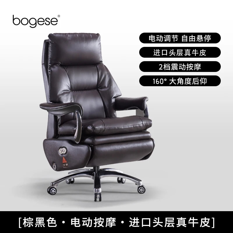 Electric Leather Boss Chair Modern Design Comfortable Ergonomic Trendy Chair Swivel Arm Footrest Salon Silla Oficina...