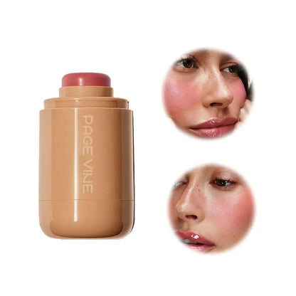 PAGE VINE Pocket Blush Stick Lip And Cheek Hydrating Stick Natural Rouge Powder Blush Cream Lipstick Cheek Easy To Apply Color