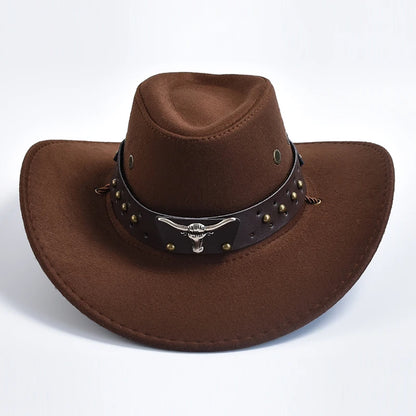 Artificial Suede Western Cowboy Hats Vintage Big-edge Gentleman Cowgirl Jazz Hat Holidays Party Cosplay Hat | Kimlud Mid...