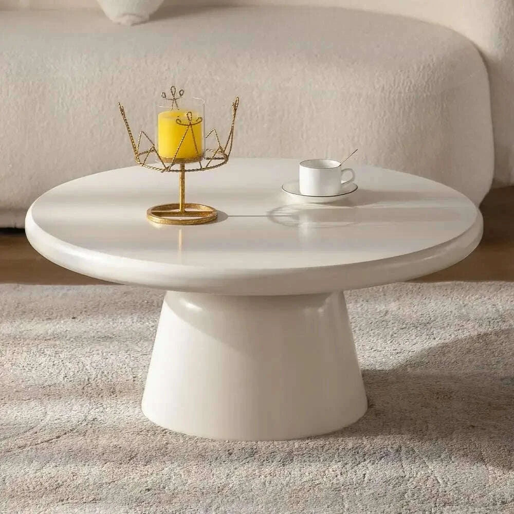 Oval Coffee Table for Living Room Modern Irregular Coffee Table Asymmetrical Unique Center Table (G White 45.7in)