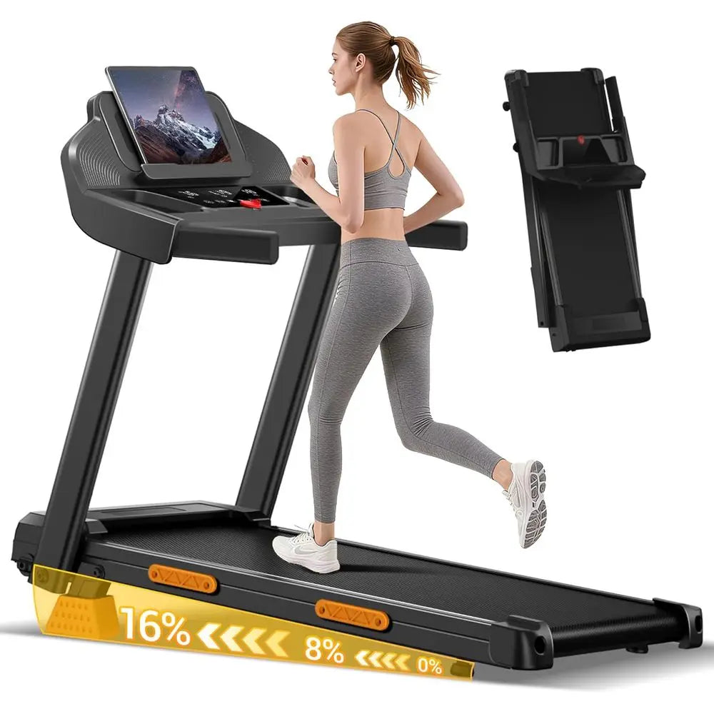 16% Incline 4-in-1 Foldable Treadmill with Triple-Sole, 3.0HP, Suitable for Home and Office, 400 lbs Capacity | Kimlud...