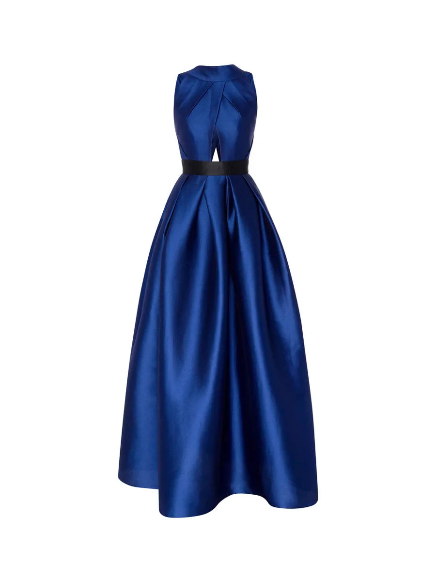 2026 Elegant Halter Satin Party Dresses for Women Spring Sexy Draped Solid Slim Long Dress Woman Hollow Out Pocket...