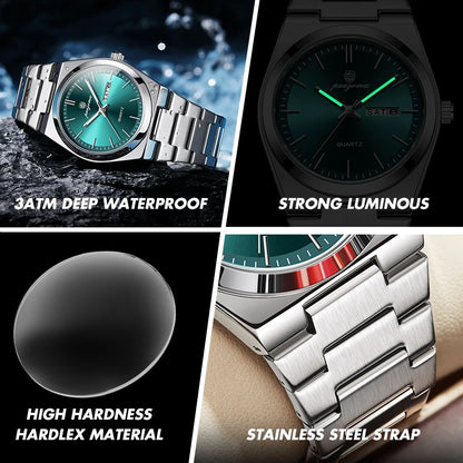 PAAZOMU Elegant Watch For Women Waterproof Luminous Date Week Ladies Watches Quartz Stainless Steel Woman's Fashion Wristwatch
