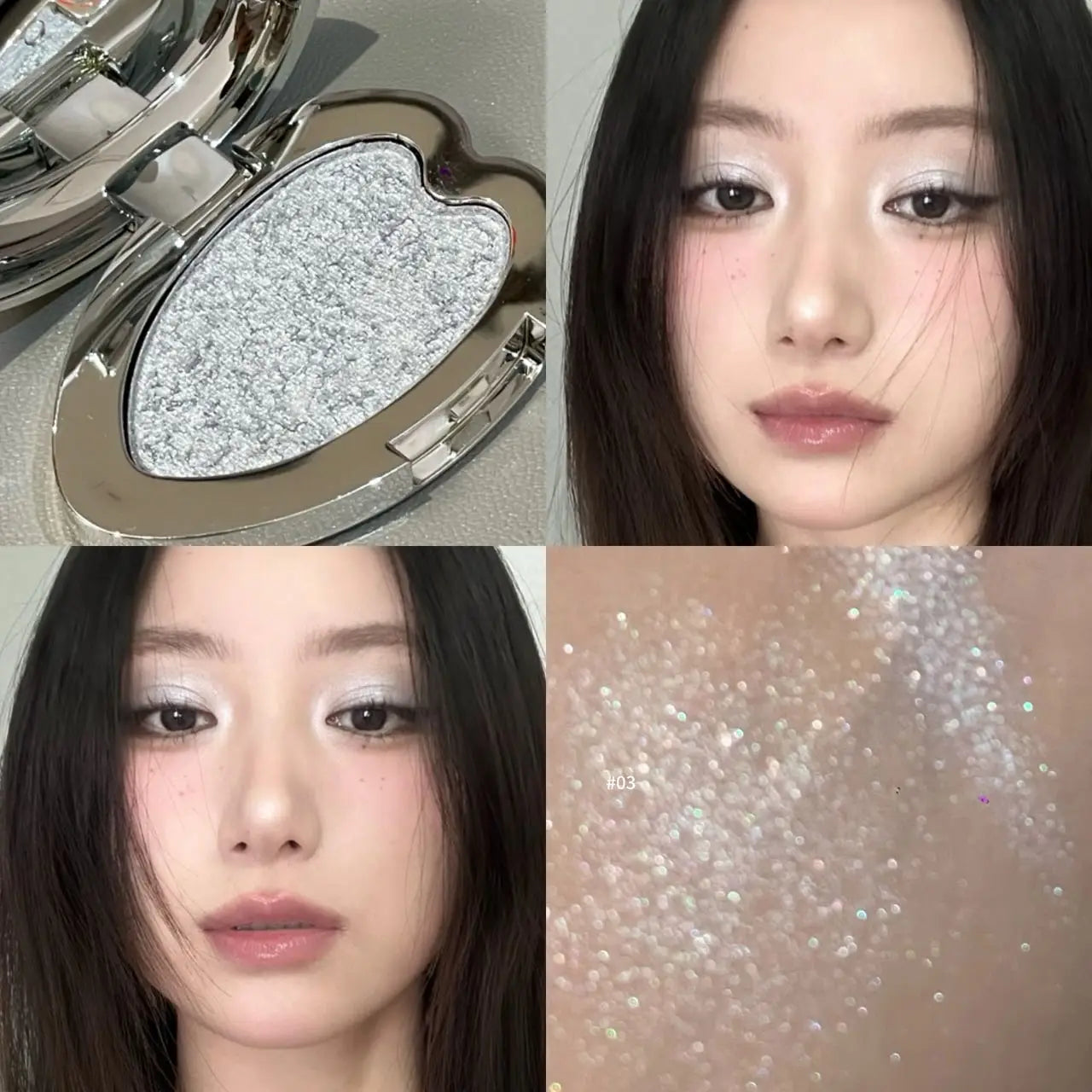 Pearlescent Blue Metallic Eyeshadow Palette Punk Smoky Purple Mashed Potato Waterproof Shimmer Glitter Heart-shaped Eye...