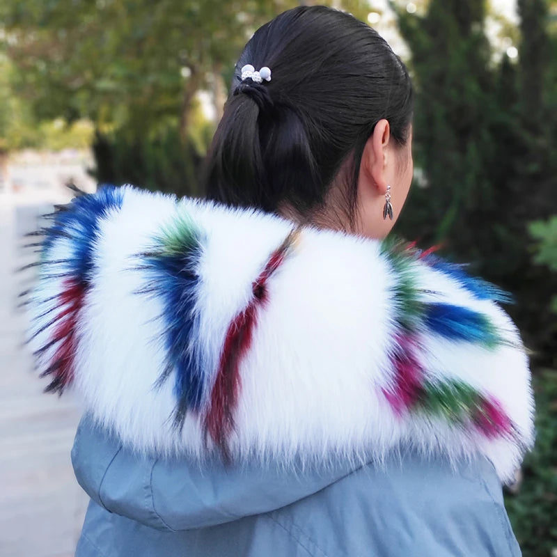 Super Large 100% Real Fox Fur Collar Hood Decor Fur Collar For Down Coat Women Winter Warm Fur Scarf Shawl Luxury