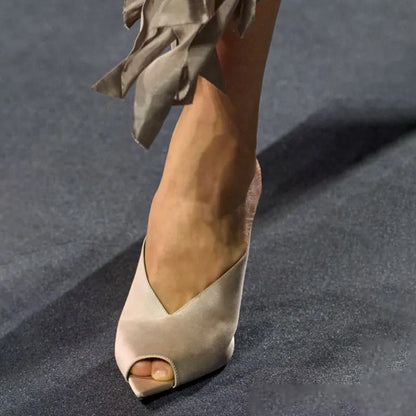2026 Women Summer Pointed Toe Strange Heels Shoes For Woman's Peep Toe Solid Color Slip-On High Heeled Pumps Sexy Ladies Sandals - Kimlud