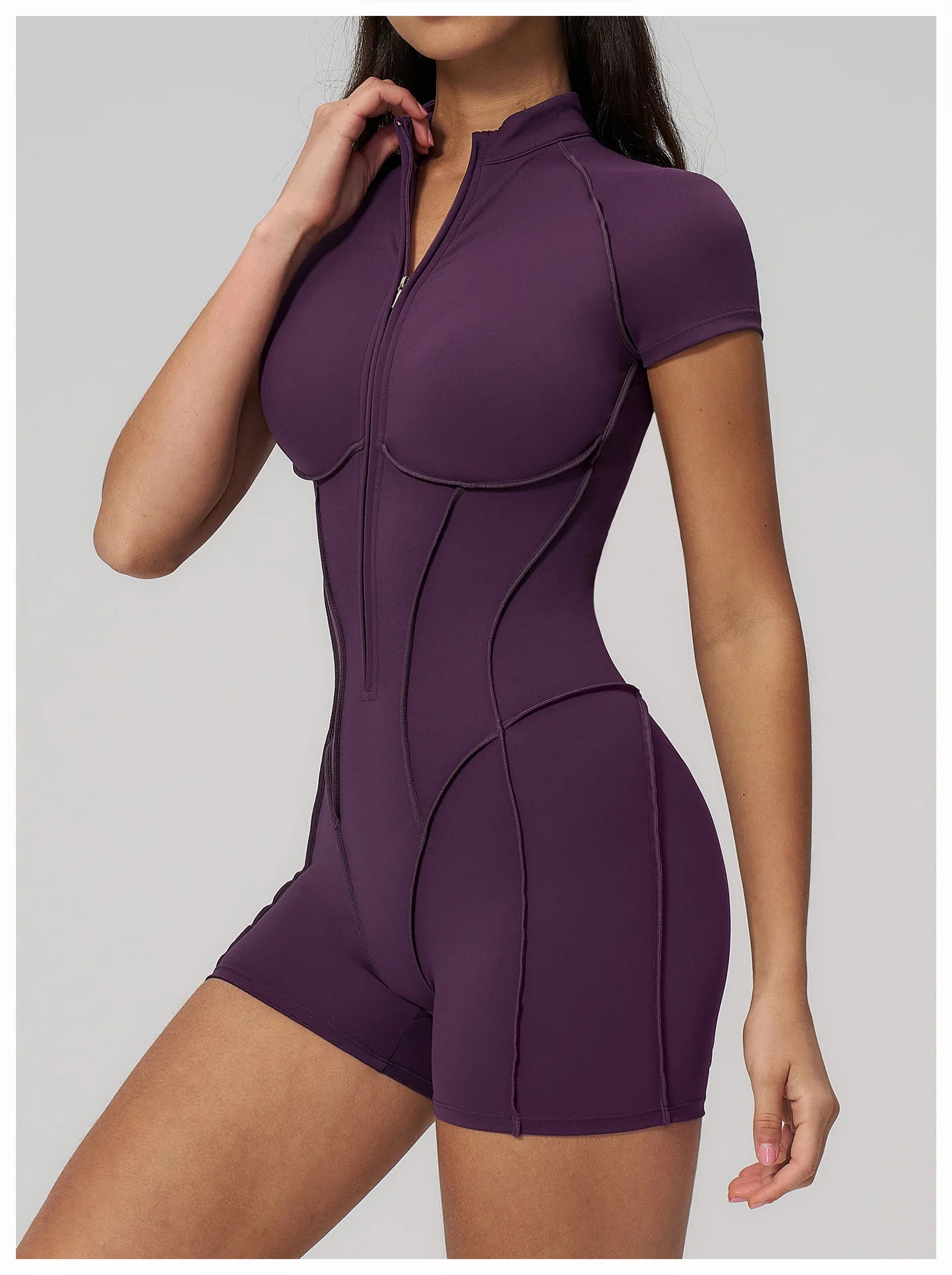 2026 Yoga Bodysuit Short Sleeves Women Tracksuits Gym Zipper Jumpsuits Sports Workout Rompers Fitness One-piece Suit Activewear - Kimlud