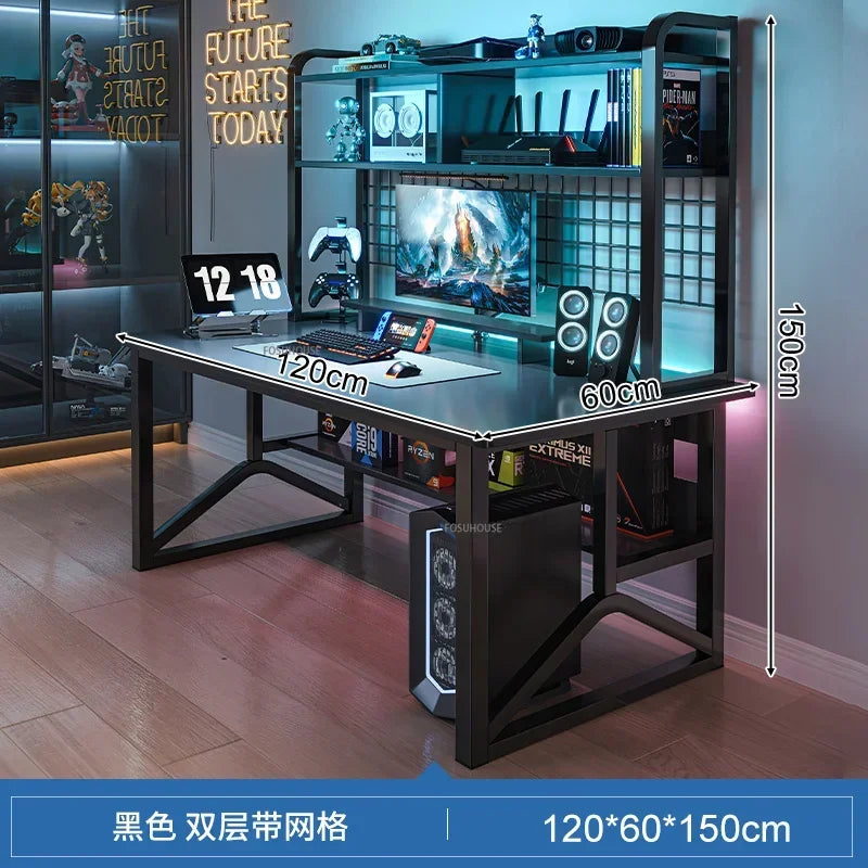 Home Office Table For Pc Gaming Desk Simple Desktop Computer Desks With Bookshelf Furniture Creative Reading Desk Gamer Table X