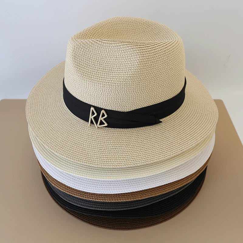 XL Big Size Sun Hat for Men Big Head Beach Panama Hat Man Wide Brim Straw Hat Designer  Classic Fedora