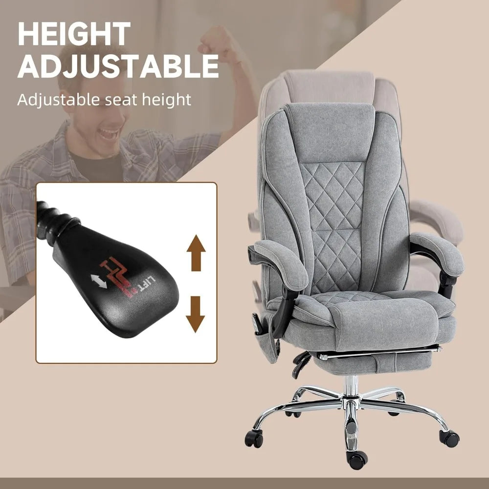 Heated Vibration Massage Reclining Swivel Desk Chair with 6 Points and Adjustable Features for Comfortable Computer Use