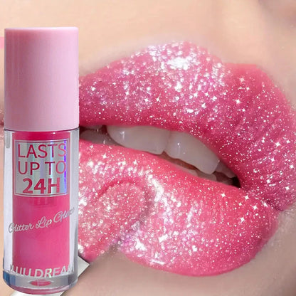 Flowing light Glitter Lip Glaze Long Lasting Lip Gloss Waterproof Liquid Lipstick Makeup Lip Oil Lip Tint Moisturizing - Kimlud