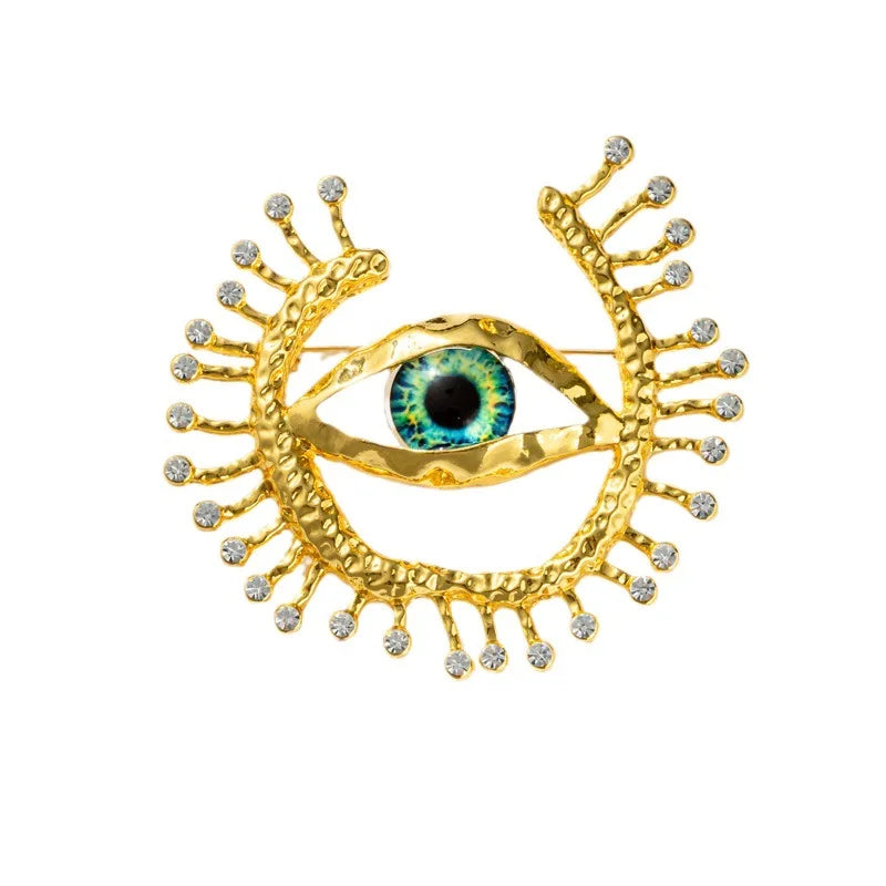 Classic Vintage Design Women Men Big Eyes Hihg-end Badges Brooches Unisex Palace Baroque Enamel Crystal Banquet Corsage Pins