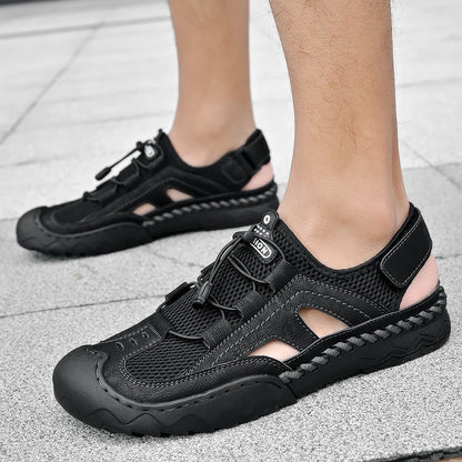 New Mens Sandals Summer Breathable Mesh Sandals Men Outdoor Casual Lightweight Beach Sandals Fashion Men Shoes Large Size 38-46 - Kimlud